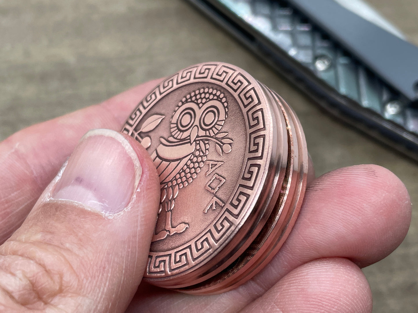 The OWL Copper CLICKY HAPTIC Coins Fidget