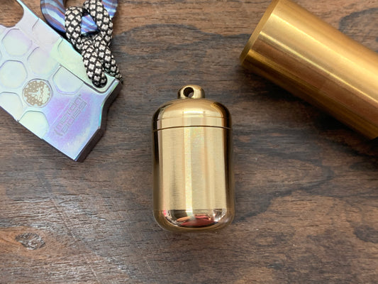 Keychain Brass Pill Box Pocket Pill Case Stash box Meton-Vault