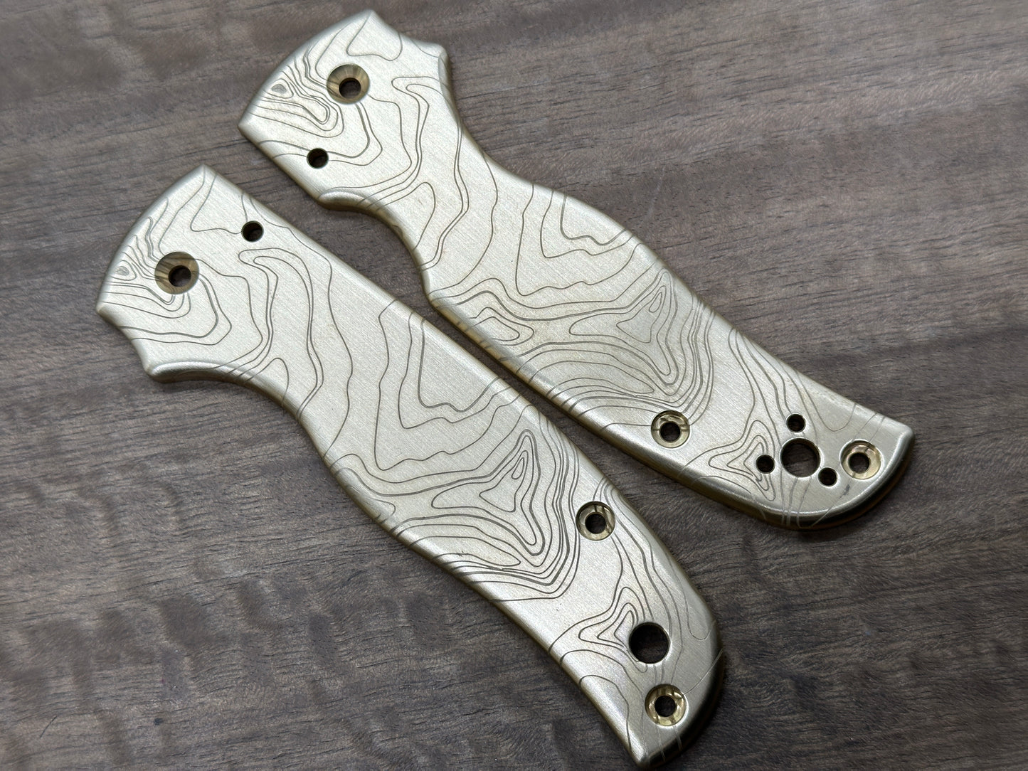 TOPO engraved Brass Scales for SHAMAN Spyderco