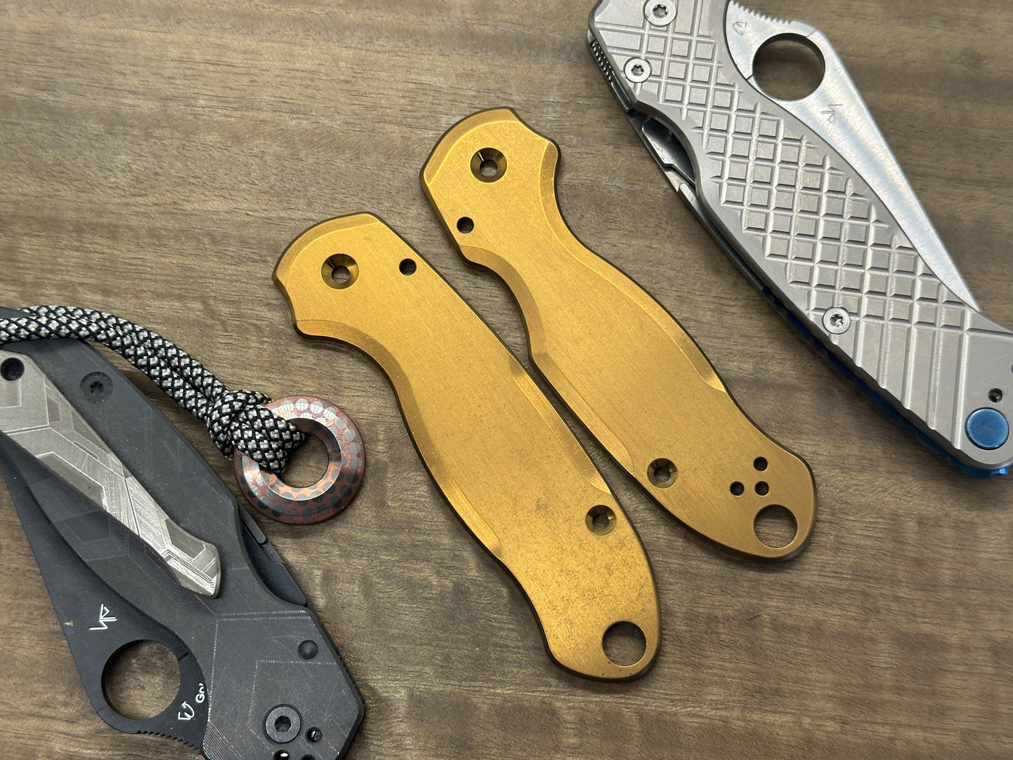 BRONZE Anodized Stone washed Titanium Scales for Spyderco Para 3