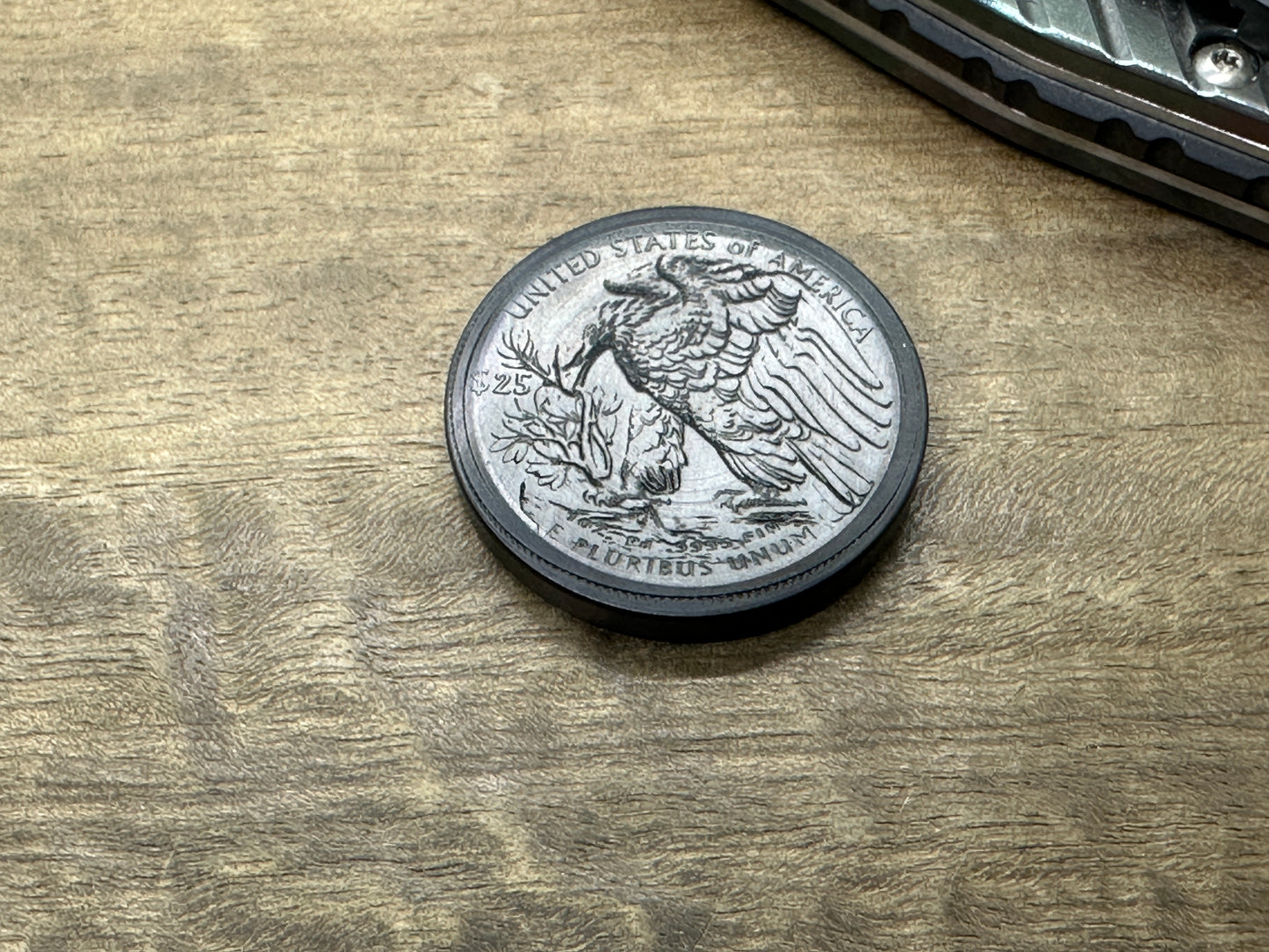 4 sizes Liberty Deep engraved Black Tungsten Worry Coin