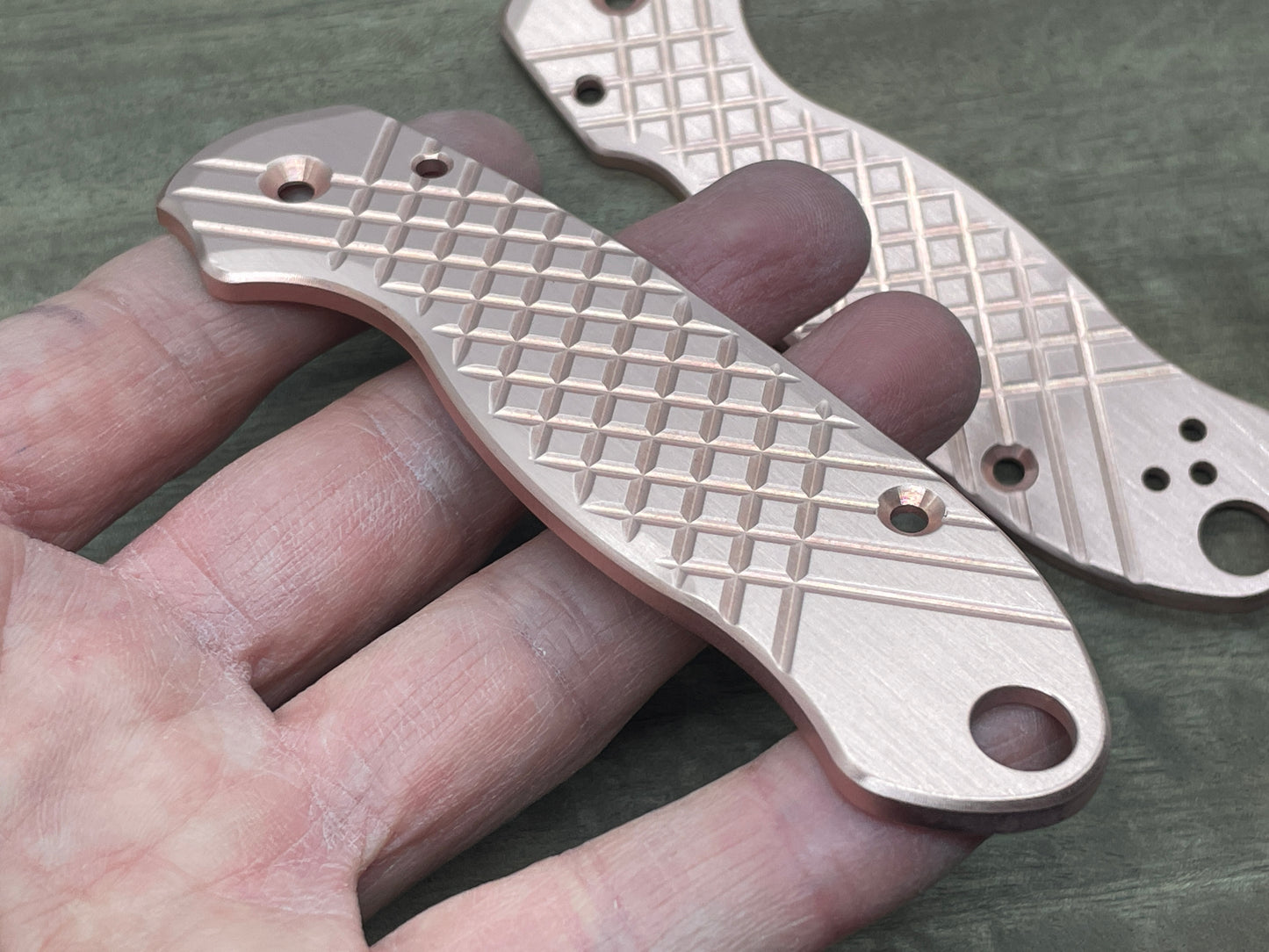 FRAG Cnc milled BRUSHED Copper Scales for Spyderco Para 3