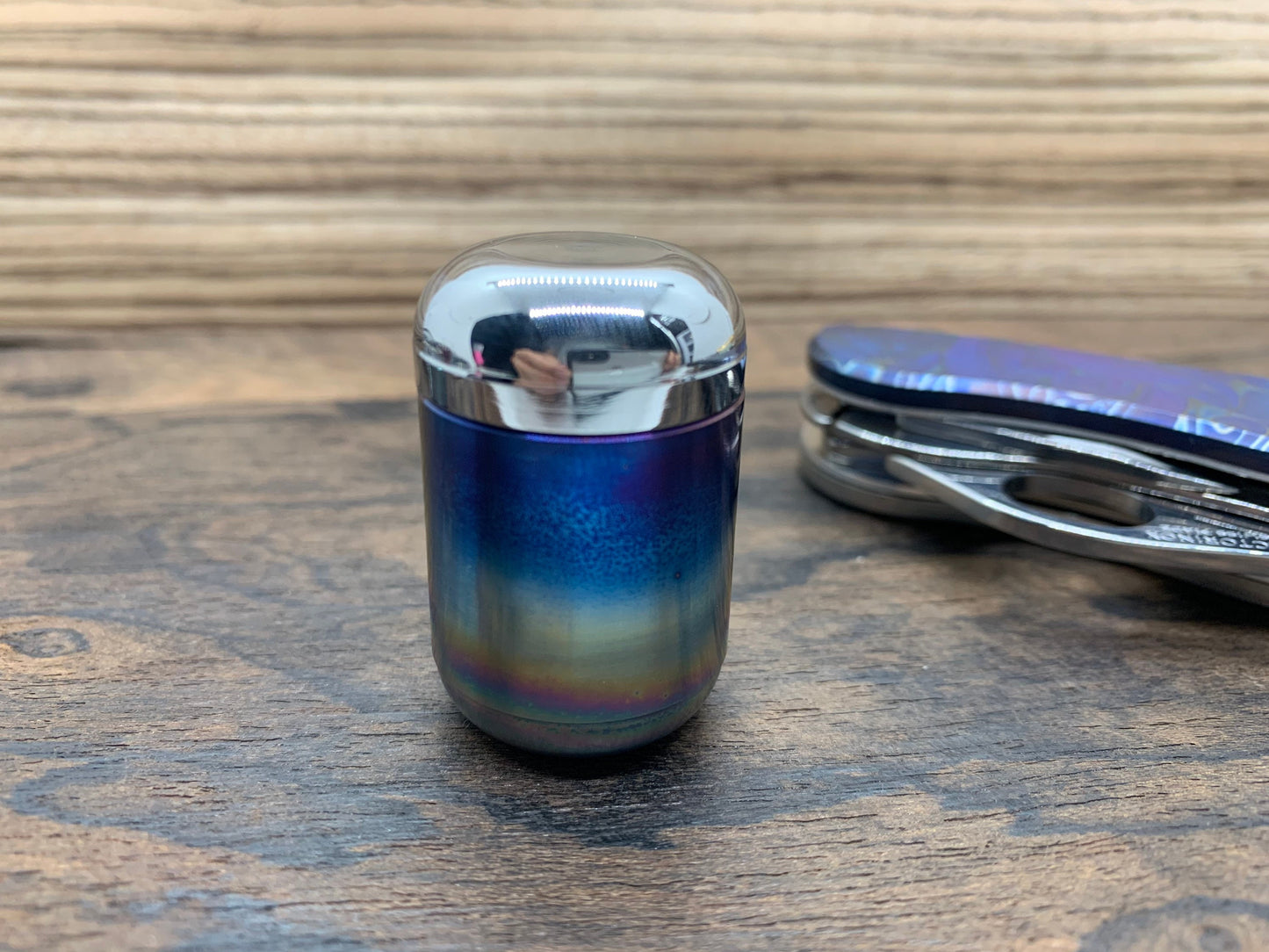 Flamed Titanium Pill Box Pocket Pill Case Stash box Meton-Vault