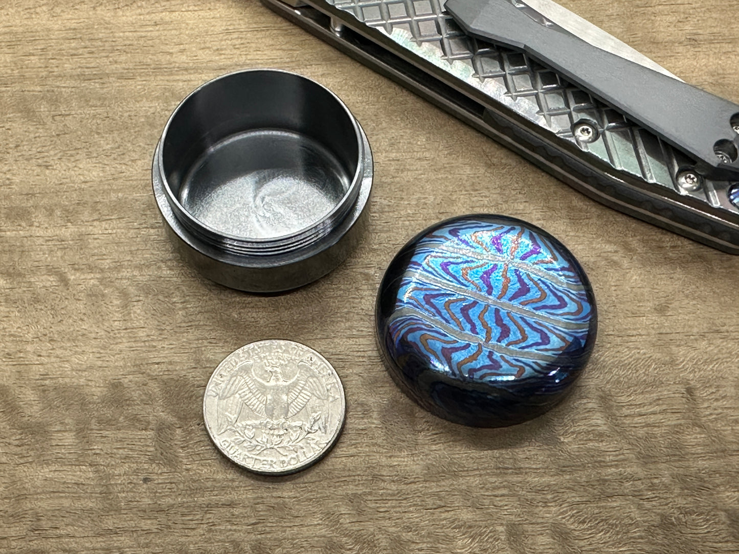 MEGA ZircuTi Black Timascus - Black Zirconium Meton-Vault Pill Box Candy Box