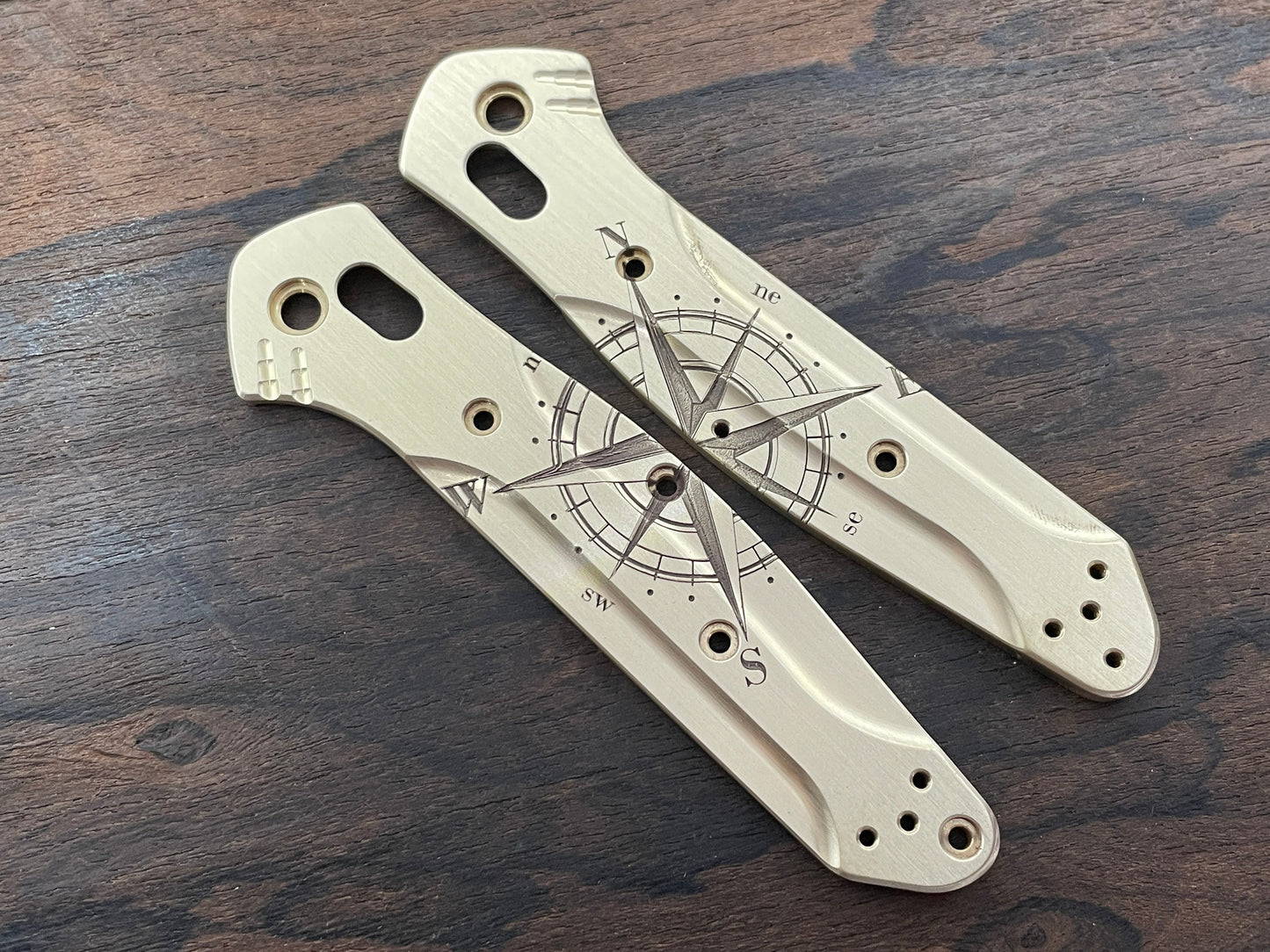 COMPASS engraved Brass Scales for Benchmade 940 Osborne