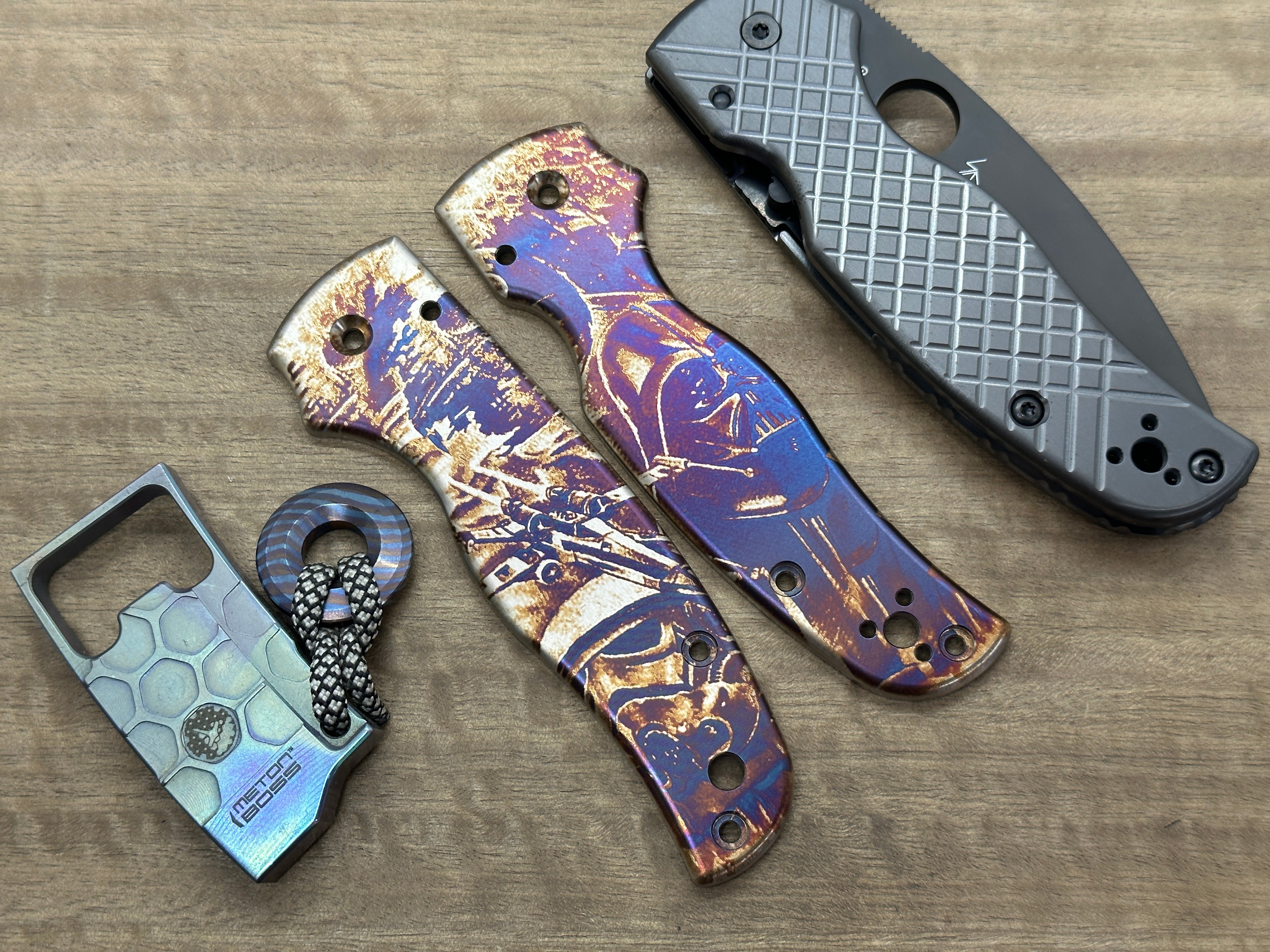 STAR WARS heat ano engraved Titanium Scales for SHAMAN Spyderco – Metonboss