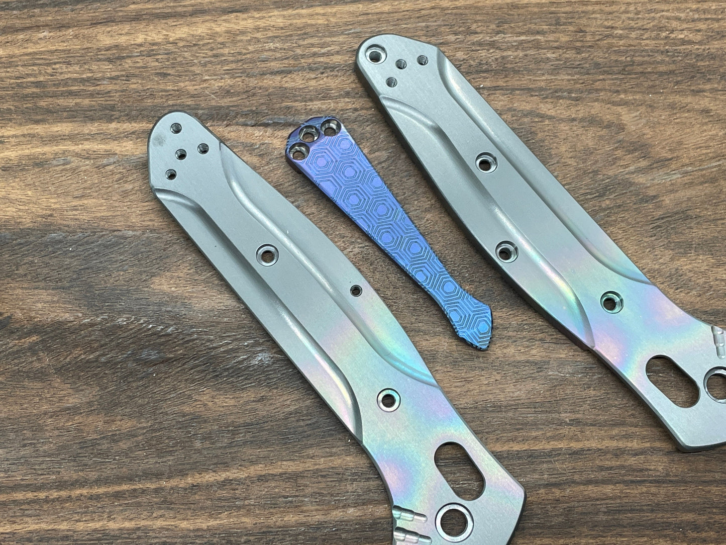 Blue ano HONEYCOMB engraved SPIDY Titanium CLIP for most Benchmade models
