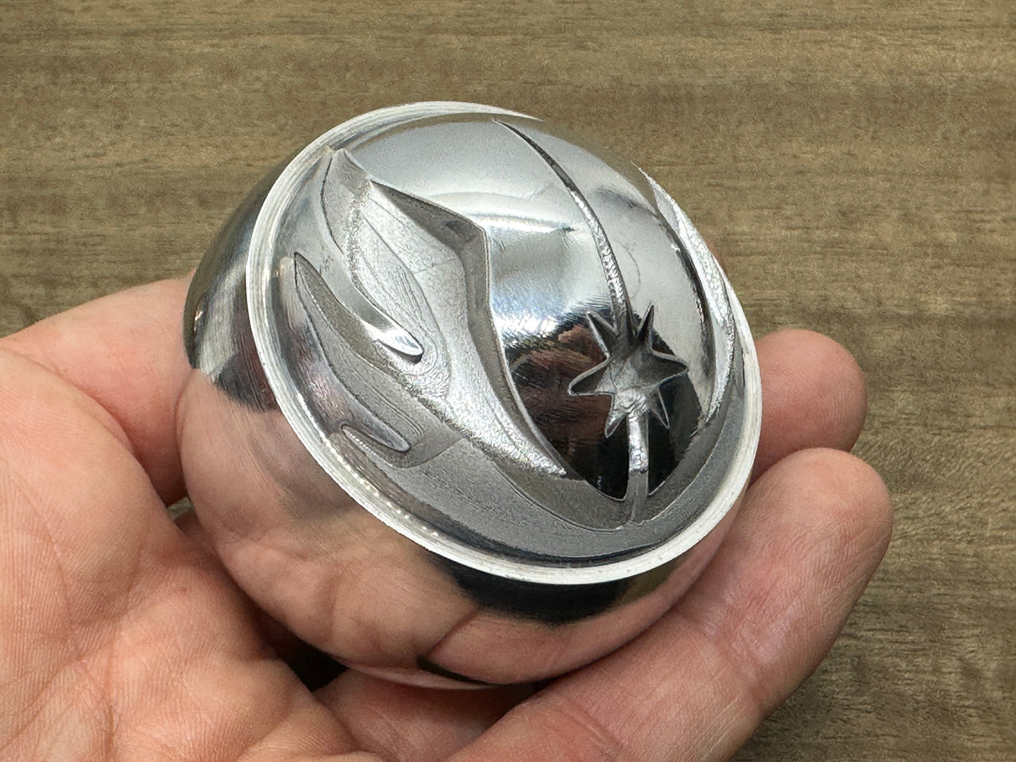 2.15" JEDI Deep engraved Aerospace grade Edged Aluminum SPHERE +TurboGlow stand