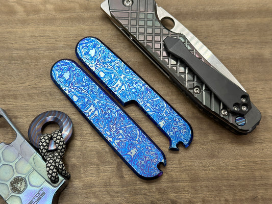 ALIEN Heat ano engraved 91mm Titanium Scales for Swiss Army SAK