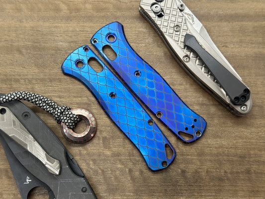 Flamed DRAGONSKIN engraved Titanium Scales for Benchmade Bugout 535