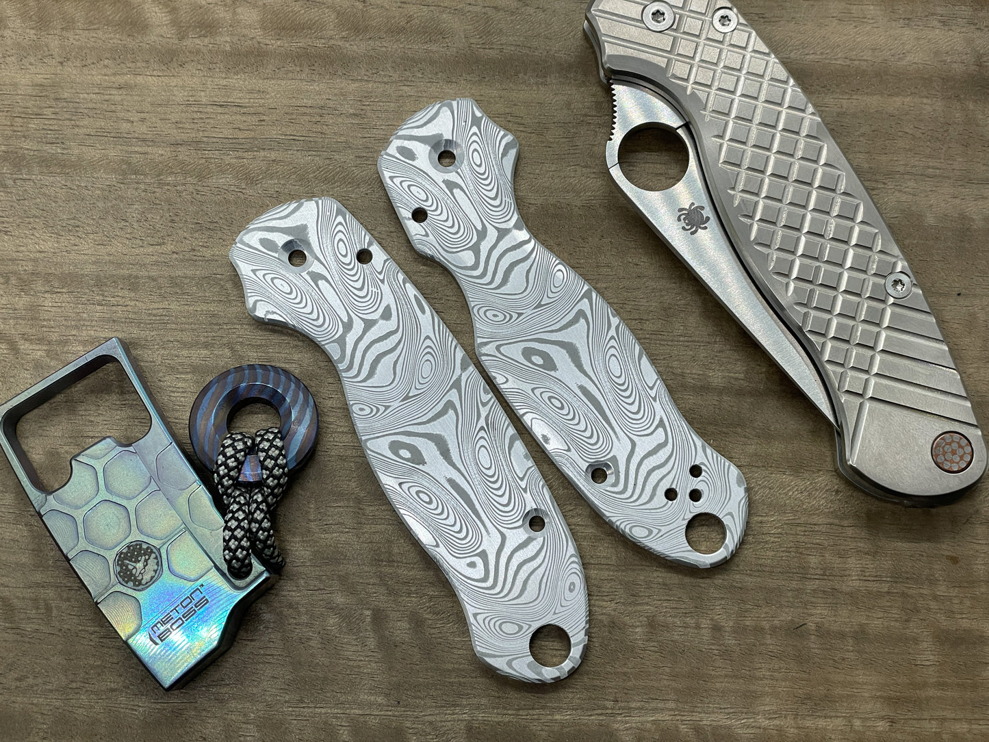 Dama FISH pattern Aerospace Aluminum Scales for Spyderco Para 3