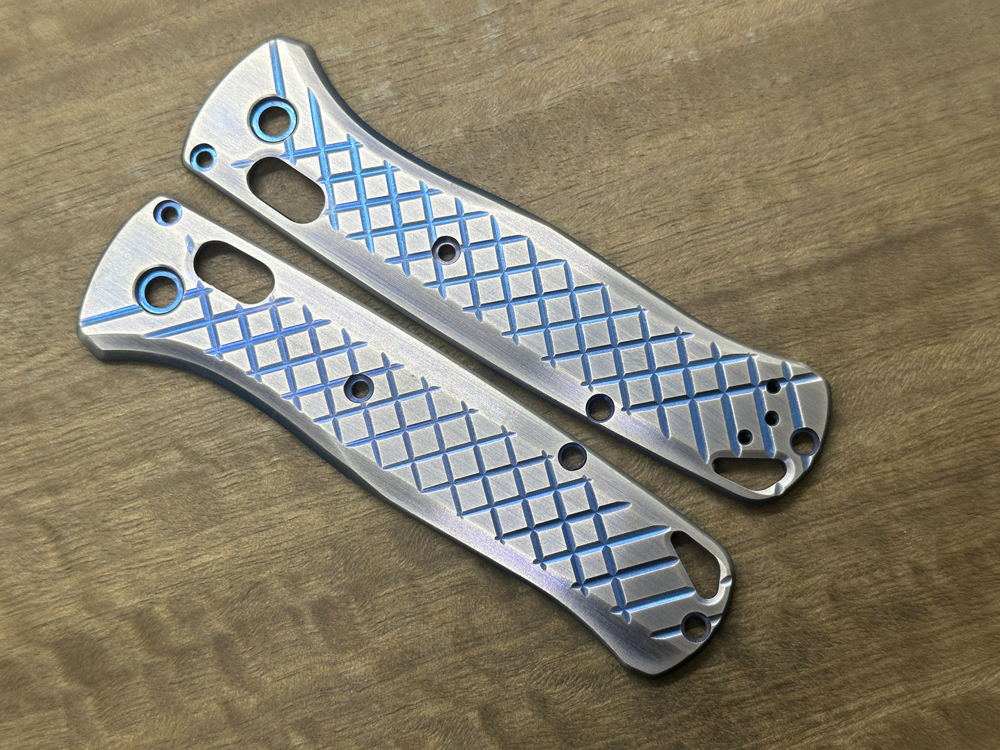 2 Tone Blue Brushed FRAG Cnc milled Titanium Scales for Benchmade Bugout 535