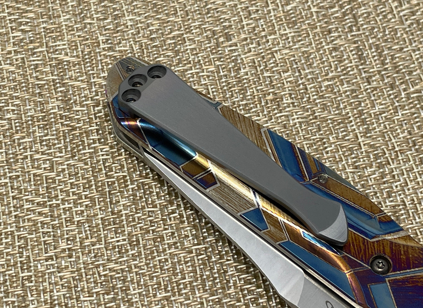 Black Rainbow flamed Zirconium SPIDY CLIP for most Benchmade models