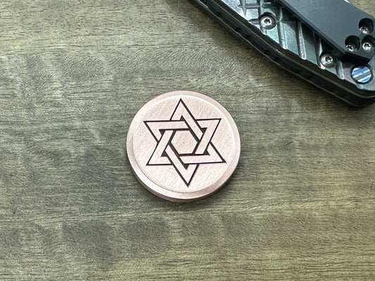 3 Sizes Stars of David engraved Copper Worry Coin