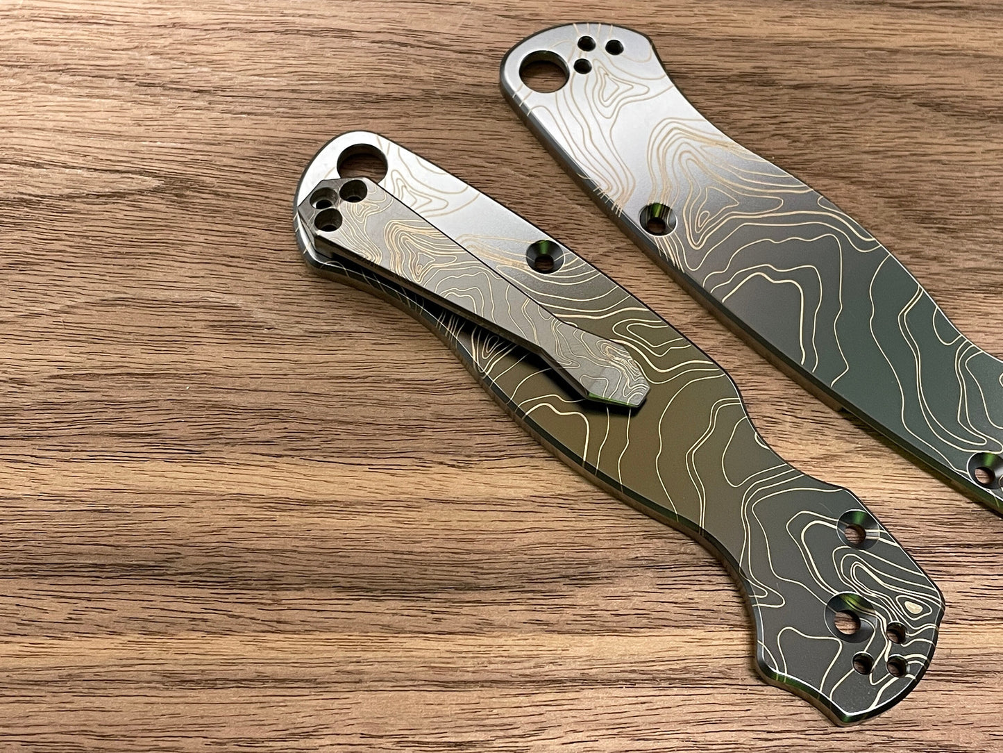 Black TOPO engraved Dmd Titanium CLIP for most Spyderco models