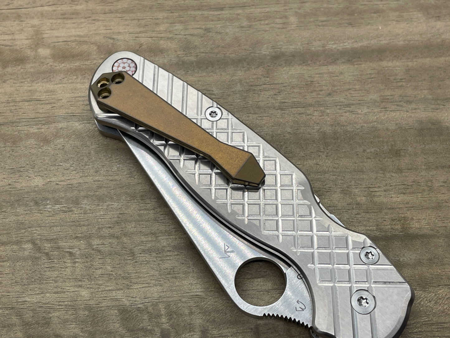 TUMBLED Bronze ano Dmd Titanium CLIP for most Spyderco models