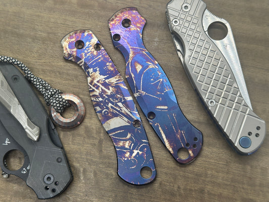 STAR WARS heat ano engraved Titanium scales for Spyderco Paramilitary 2 PM2