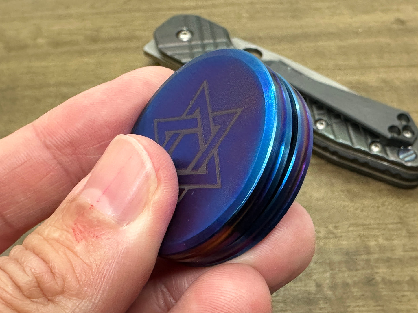 Stars of David engraved Titanium HAPTIC Coins CLICKY Haptic Slider Fidget