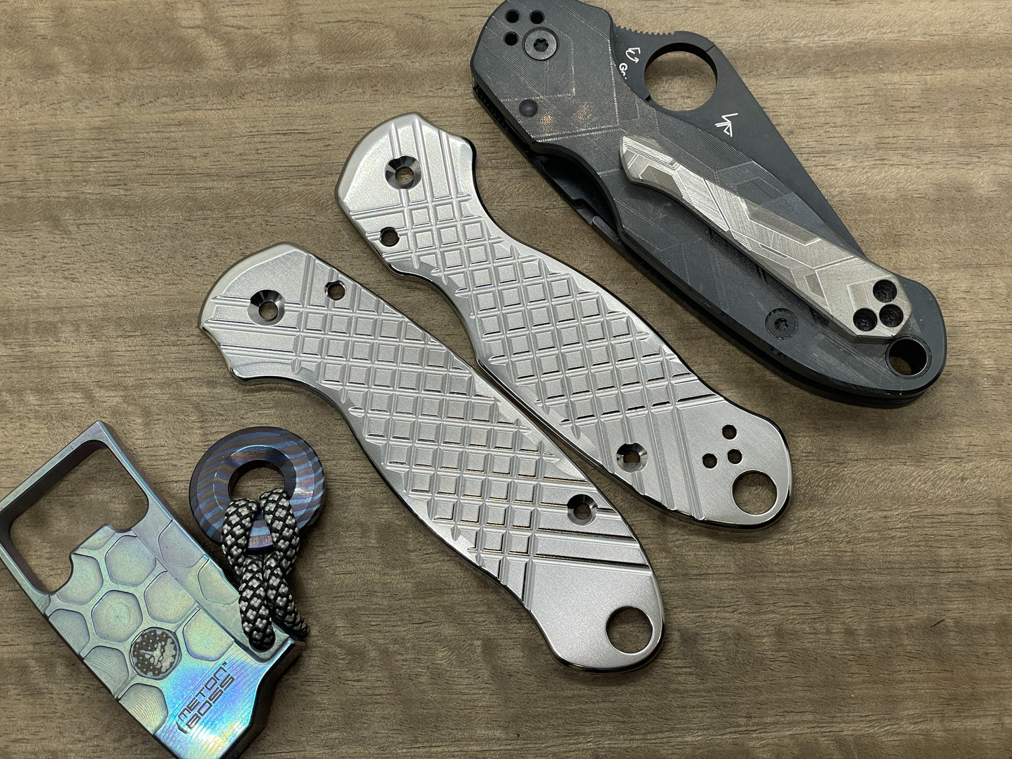 Polished FRAG milled Titanium scales for Spyderco Para 3