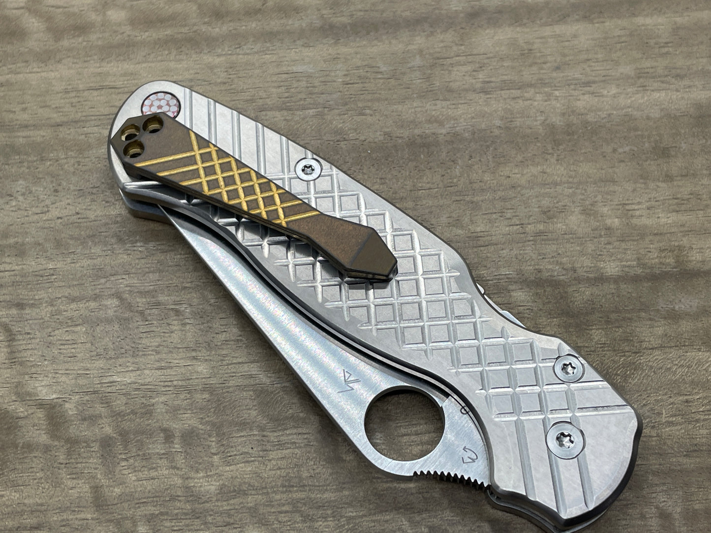Tumbled Bronze Ano FRAG Cnc milled Titanium CLIP for most Spyderco models