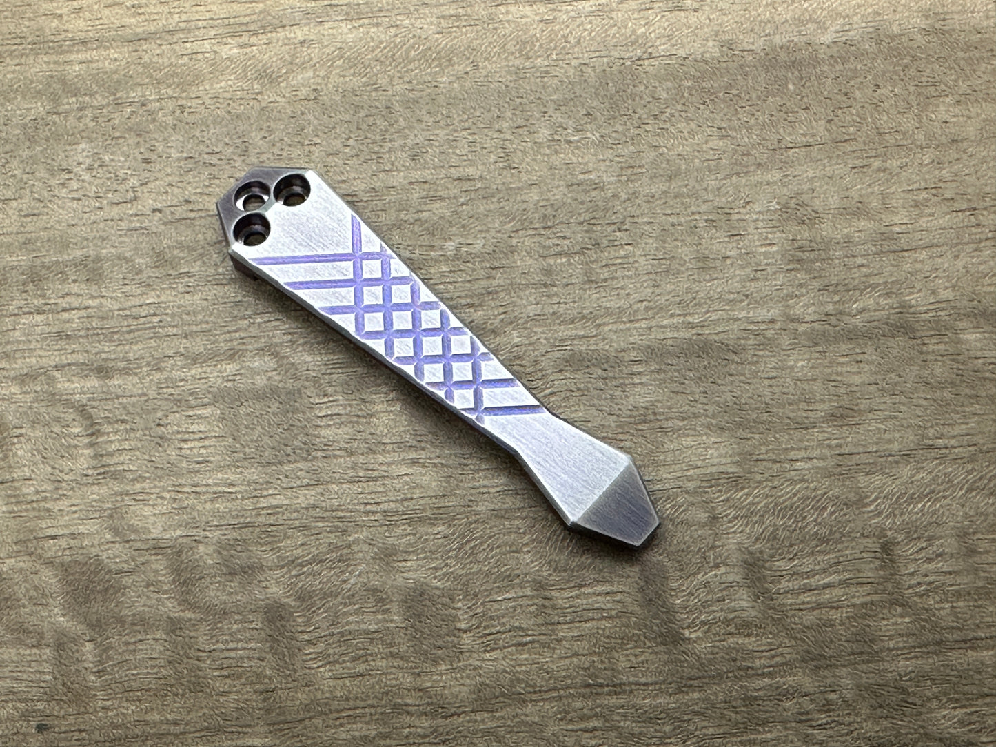 2 Tone (Blue-Brushed) FRAG Cnc milled Titanium CLIP for most Spyderco models