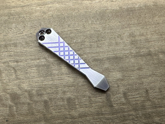 2 Tone (Blue-Brushed) FRAG Cnc milled Titanium CLIP for most Spyderco models