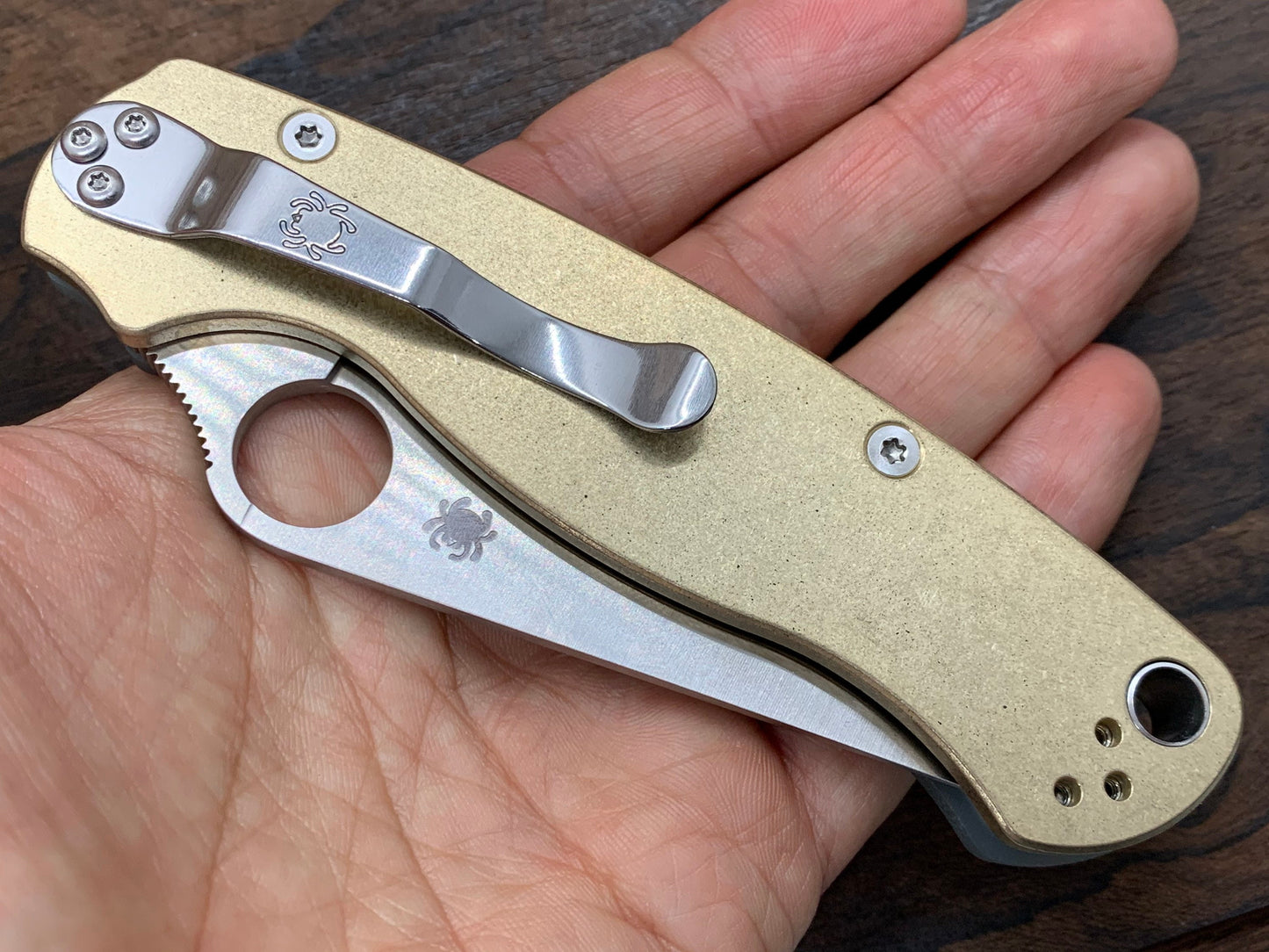Tumbled Brass Scales for Spyderco Paramilitary 2 PM2
