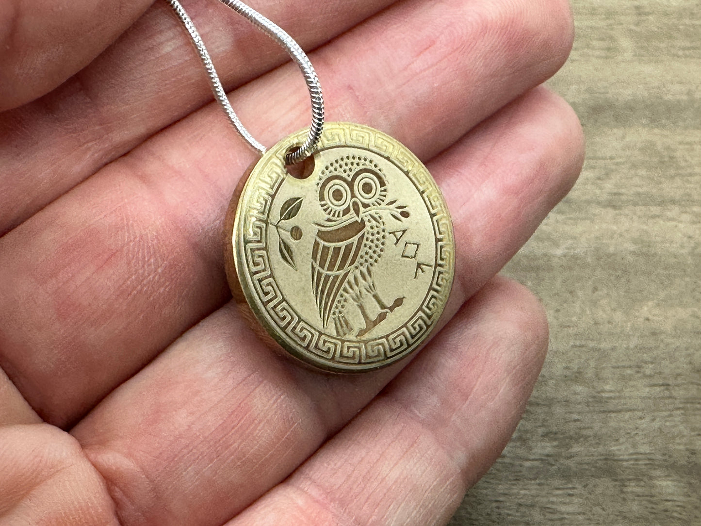 The OWL engraved Brass PENDANT Keychain