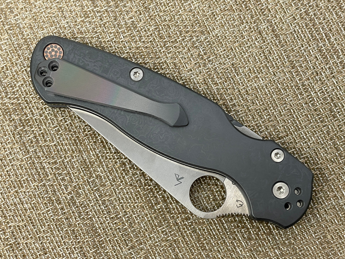 Black Rainbow Zirconium Spidy CLIP for most Spyderco models