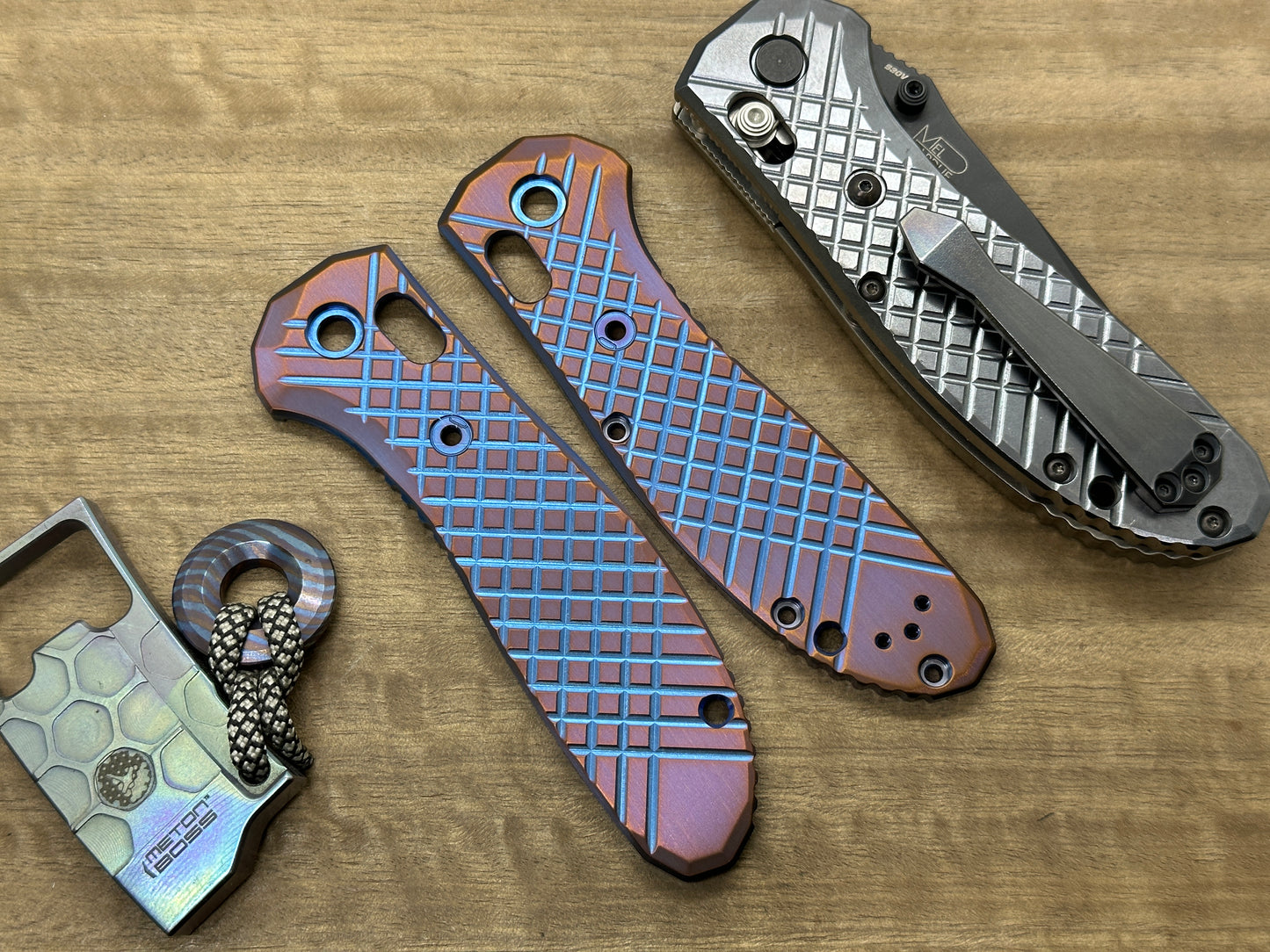 FRAG milled Flamed 2-Tone Titanium Scales for Benchmade GRIPTILIAN 551 & 550