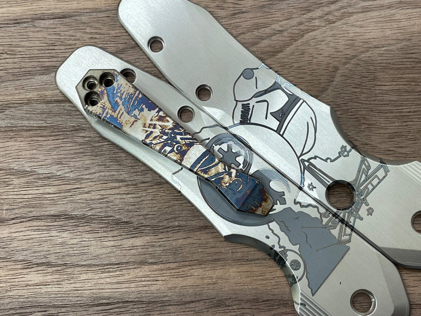 Star Wars Heat ano Dmd Titanium CLIP for most Spyderco models