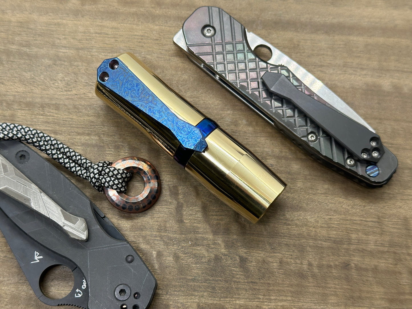 EDC FLASHLIGHT Brass ALIEN Flamed Titanium