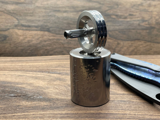 Hammered Titanium Mega Spin station for your EDC Spinning Tops and Spinning Coins Display them in style or use it as Worry Coin MetonBoss