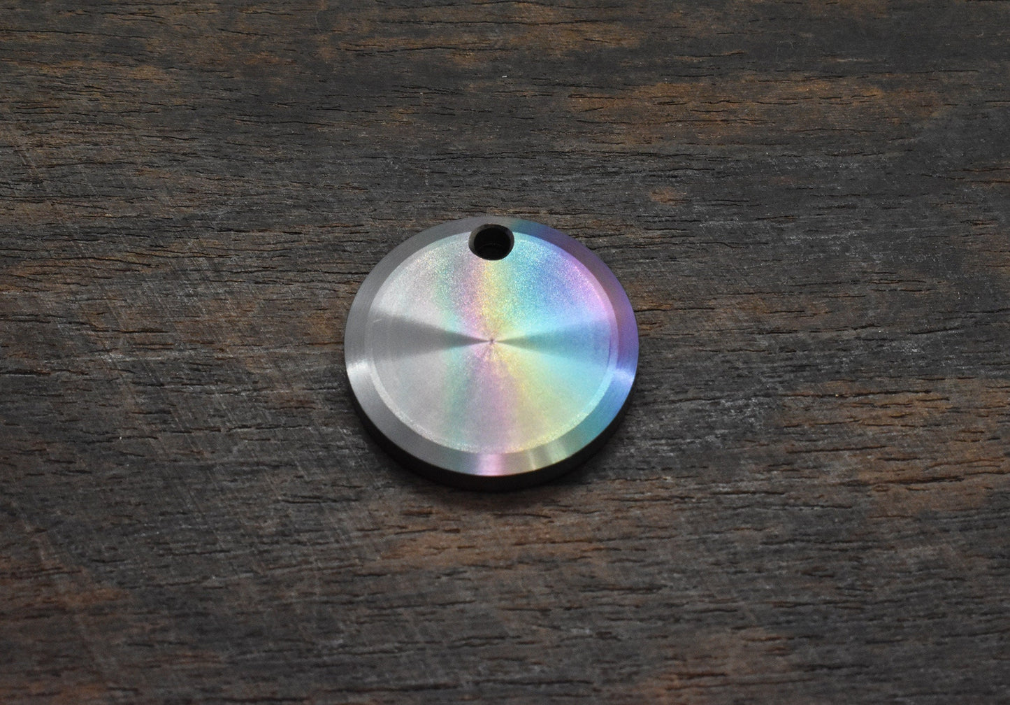 Black Rainbow Flamed Zirconium Pendant Keychain Dog tag Key fob Necklace