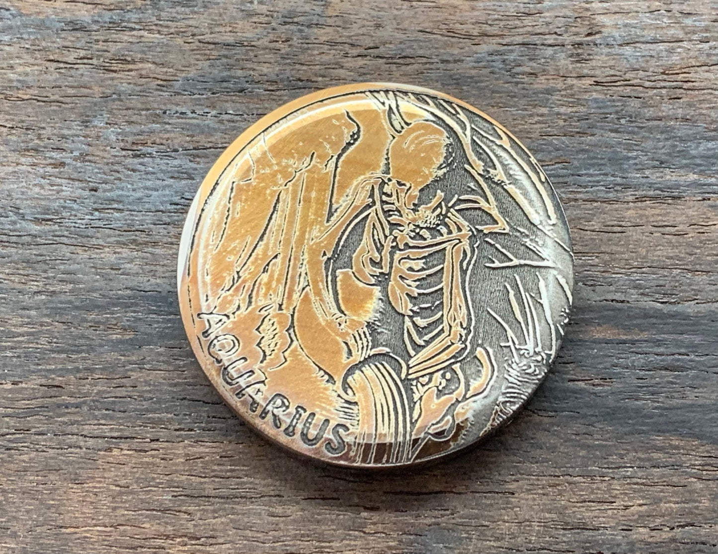 4 sizes AQUARIUS engraved Titanium Worry Coin Challenge Coin