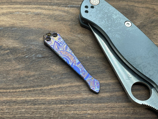 SUNRISE heat ano engraved SPIDY Titanium CLIP for most Spyderco models