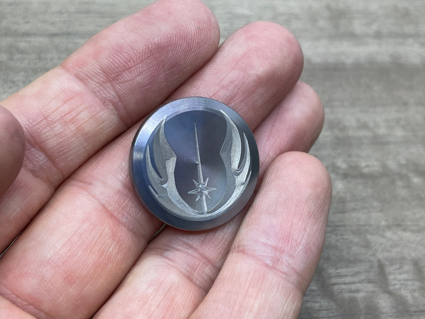 4 sizes Dark-Ti JEDI engraved Titanium Worry Coin