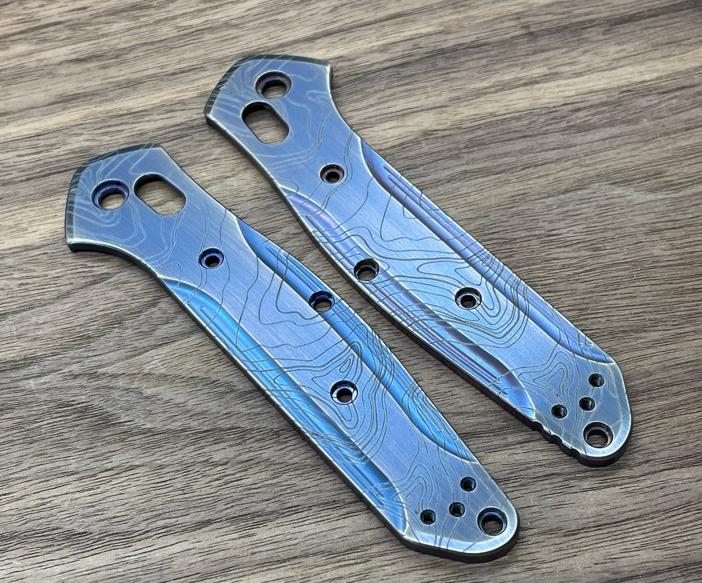 TOPO Blue Ano Brushed Titanium Scales for Benchmade 940 Osborne