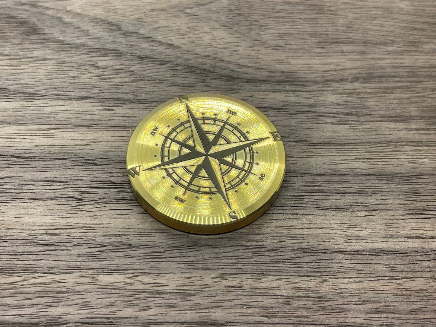 3 Sizes COMPASS engraved Brass Worry Coin Metal Worry Coin