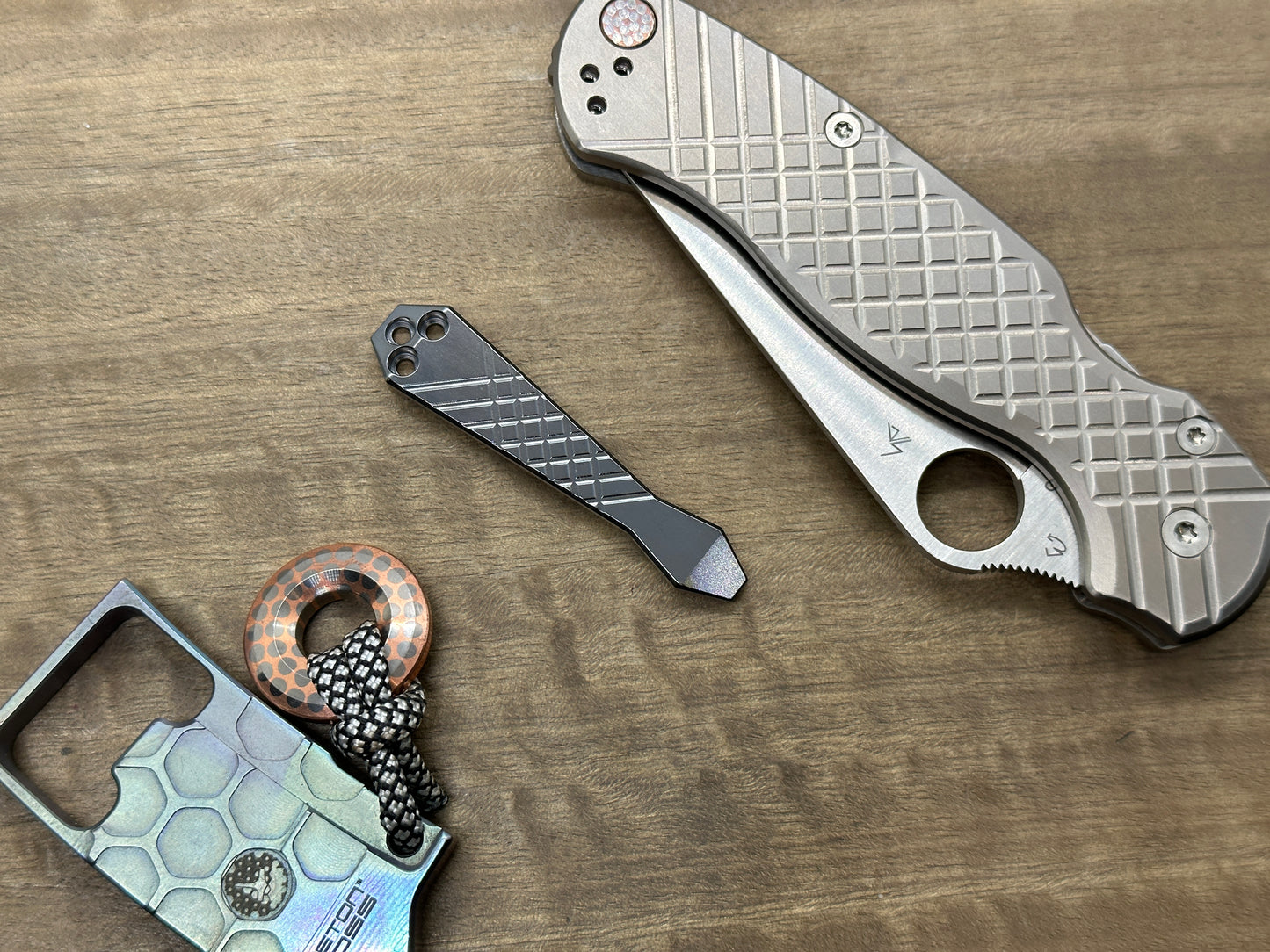 Black engraved FRAG cnc milled Titanium CLIP for most Spyderco models