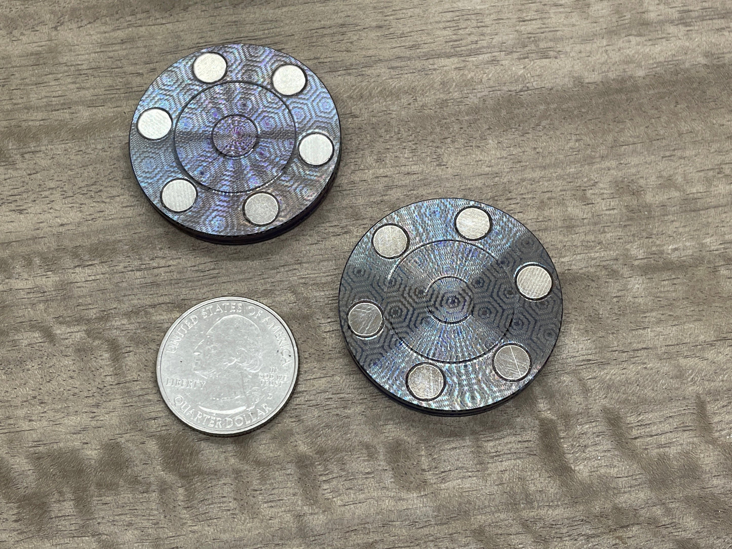 COMPASS Flamed HAPTIC Coins CLICKY Stainless Steel Haptic Slider Fidget