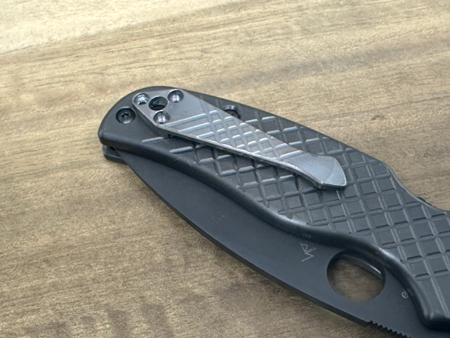 Dark FRAG Cnc milled Titanium CLIP for SHAMAN Spyderco