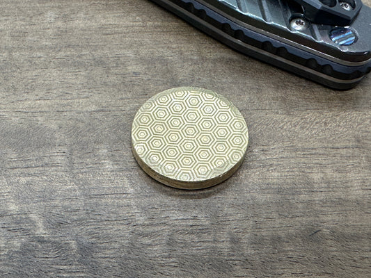 3 Sizes HONEYCOMB engraved Brass Worry Coin