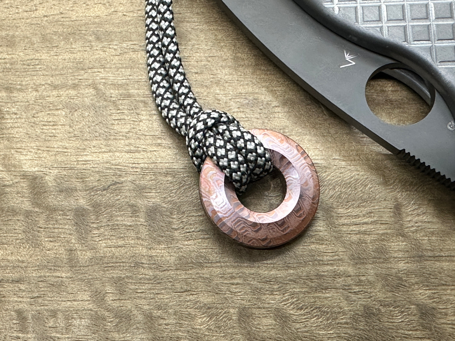 RIPPLE engraved Copper lanyard bead Paracord bead Beard bead