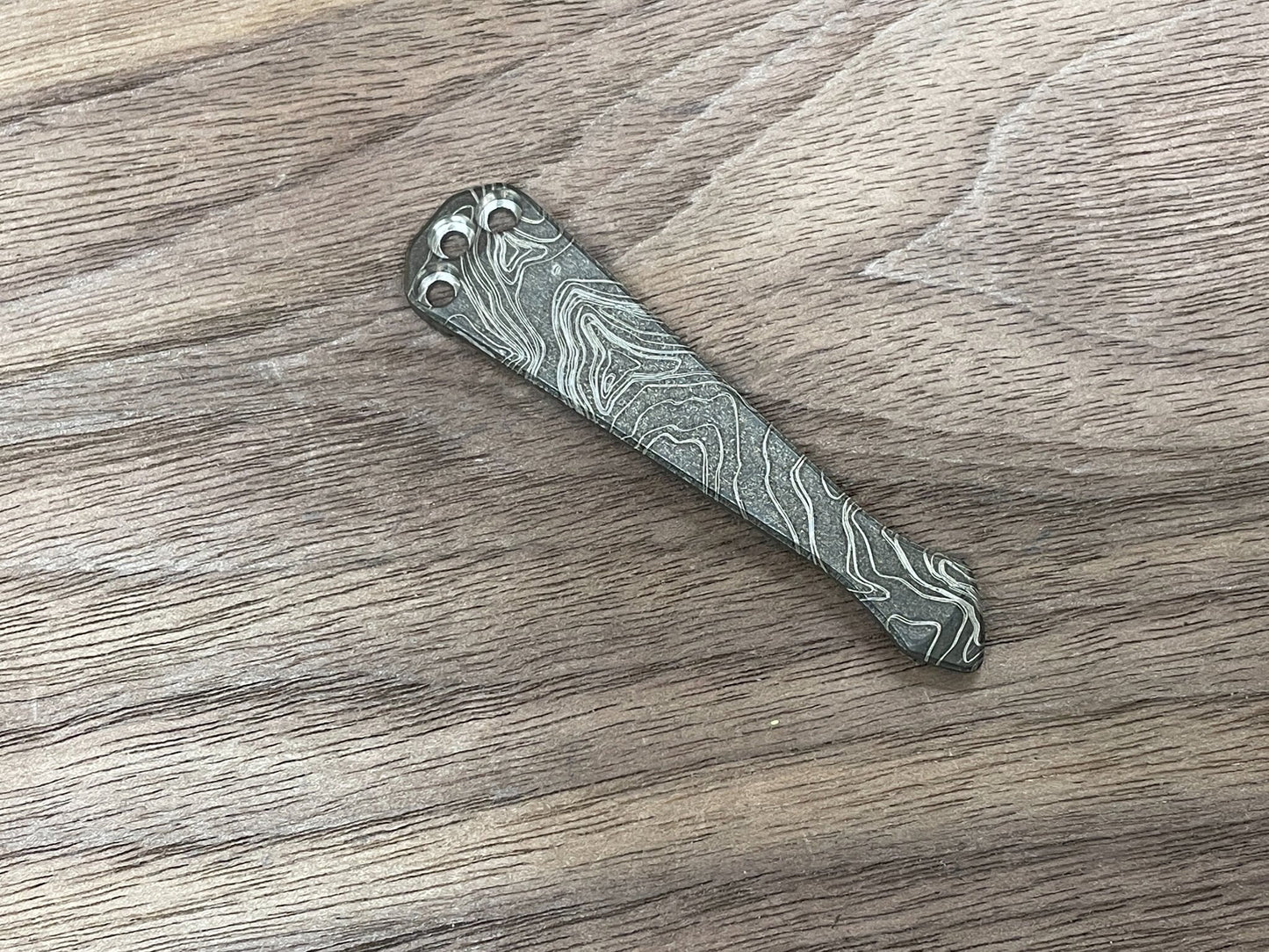 Battleworn TOPO engraved SPIDY Titanium CLIP for most Benchmade models