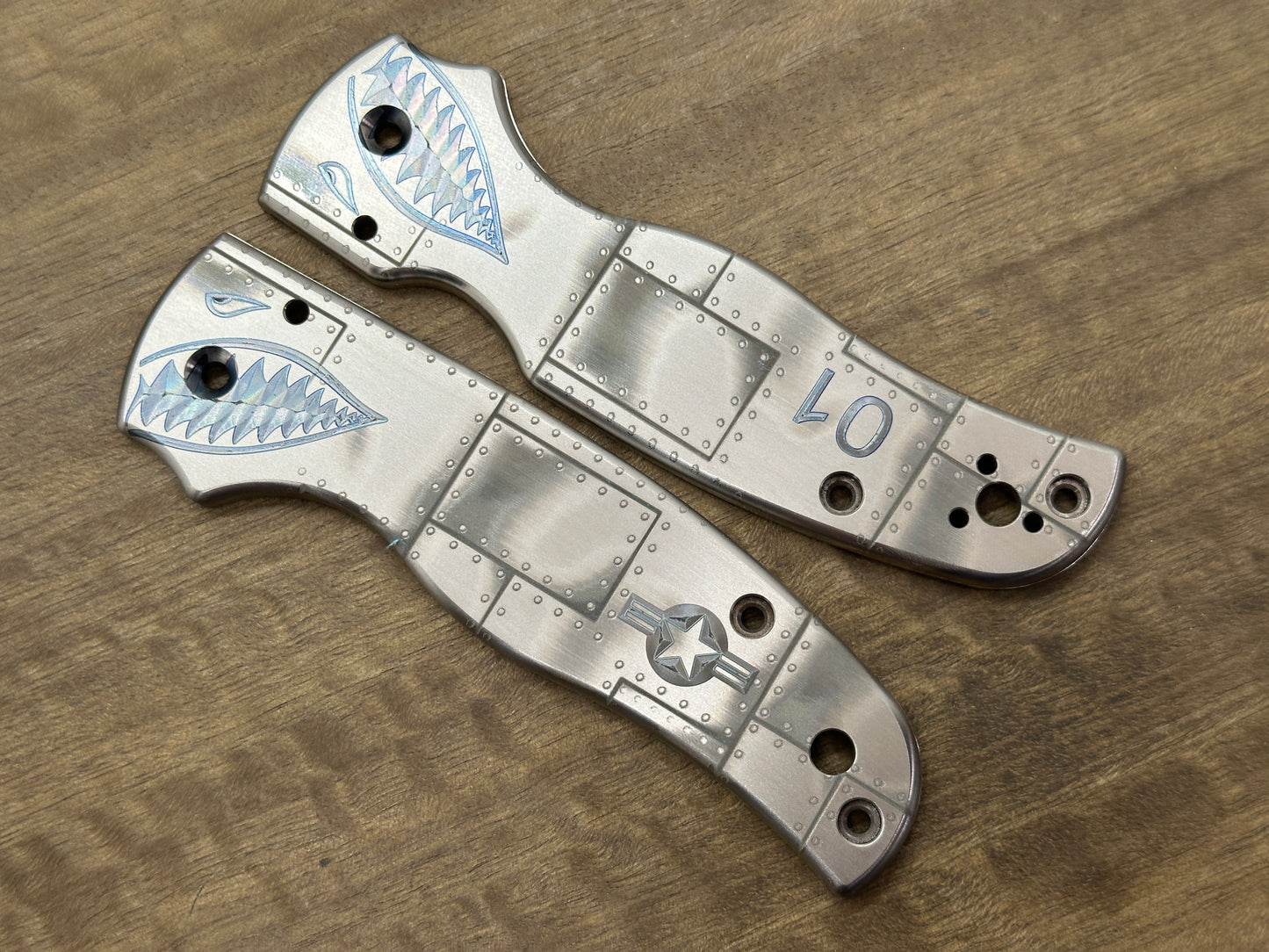 P40 RIVETED AIRPLANE Titanium Scales for SHAMAN Spyderco