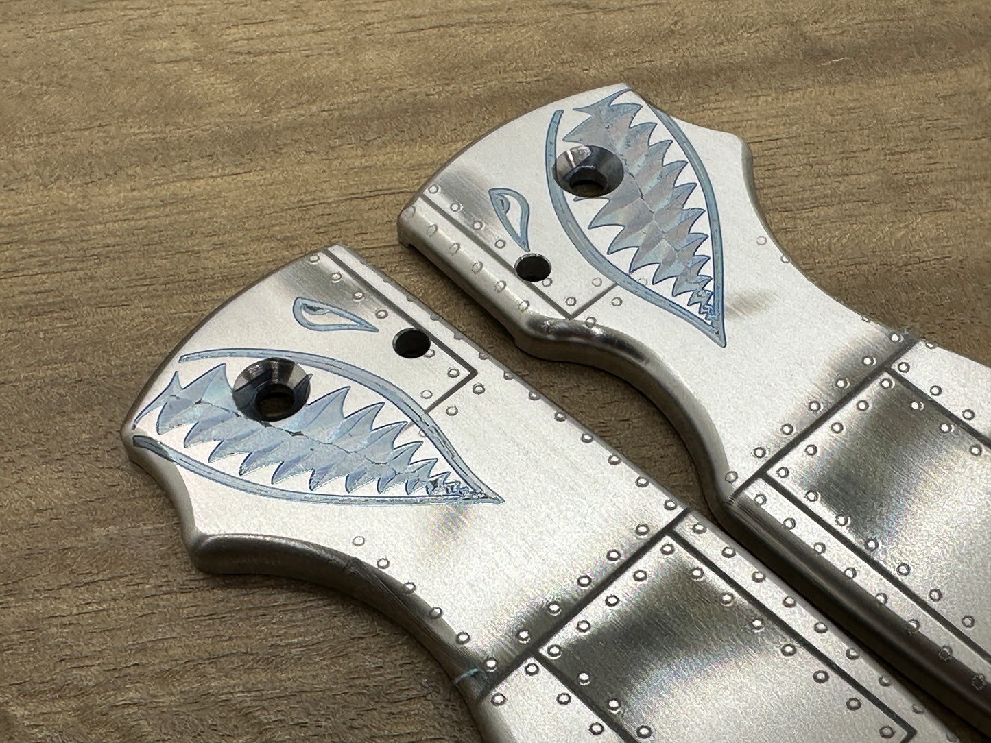 P40 RIVETED AIRPLANE Titanium Scales for SHAMAN Spyderco