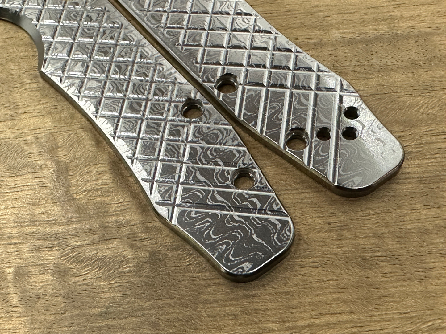 Black RIPPLE engraved FRAG milled Titanium Scales for Spyderco SMOCK