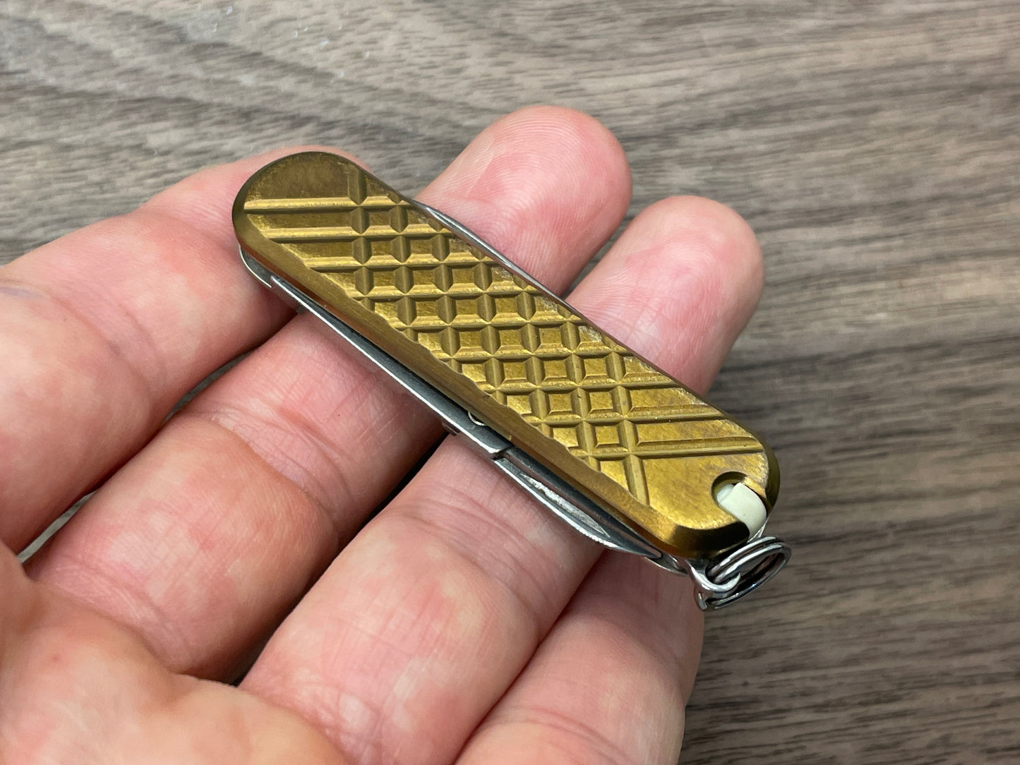 Deep brushed Bronze ano FRAG milled 58mm Titanium Scales for Swiss Army SAK