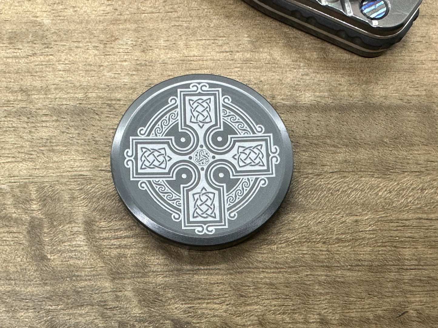 4 sizes TREE of LIFE / Celtic Cross Black Zirconium Worry Coin